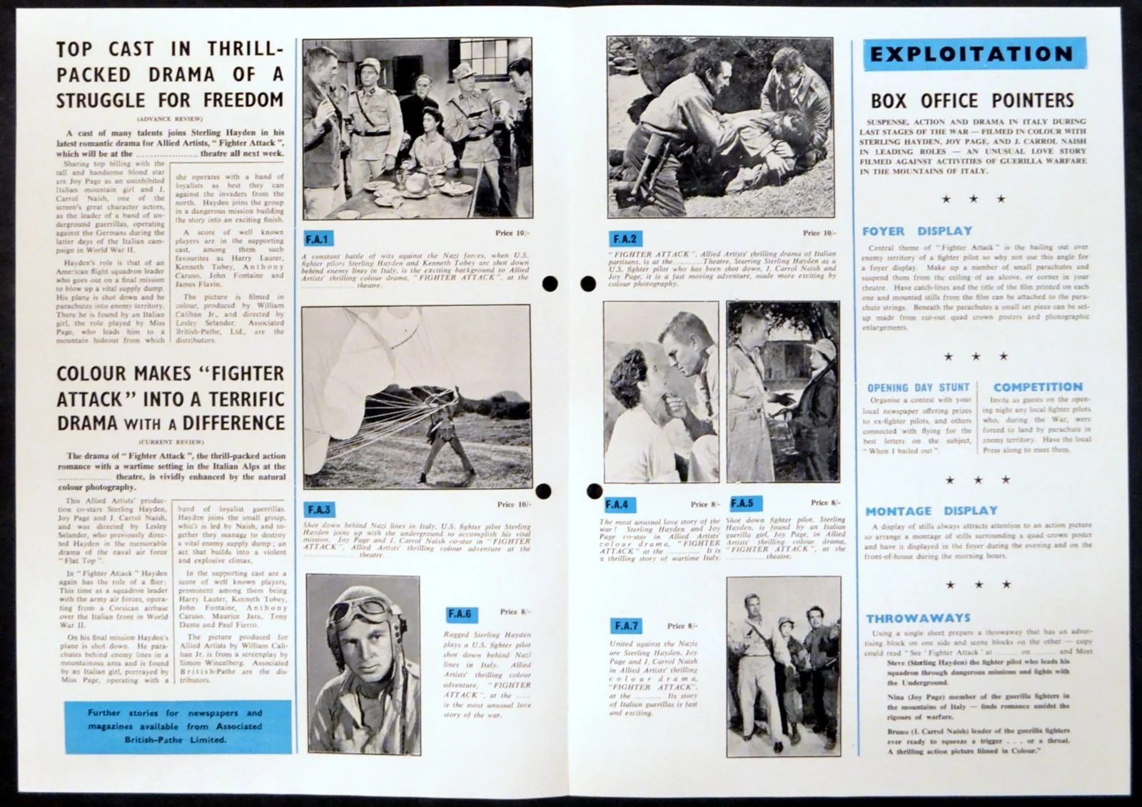 FIGHTER ATTACK 1953 Sterling Hayden, Joy Page, J. Carrol Naish UK CAMPAIGN BOOK, image 2
