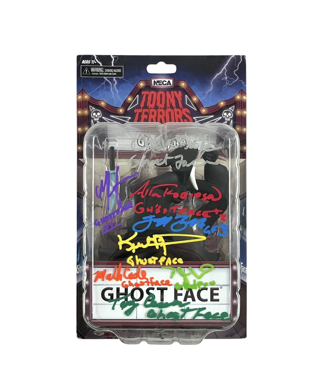 Cast — Scream Ghostface Toony Terrors Autographed Action Figure Signed 8 Cast Members, image 2
