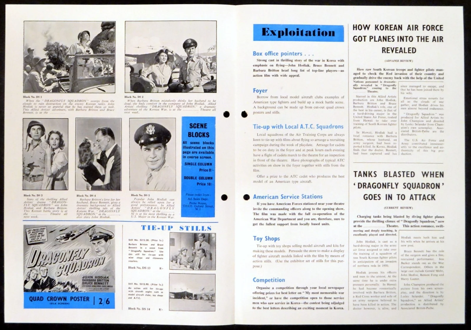 DRAGONFLY SQUADRON 1953 John Hodiak, Barbara Britton Bruce Bennett CAMPAIGN BOOK, image 2