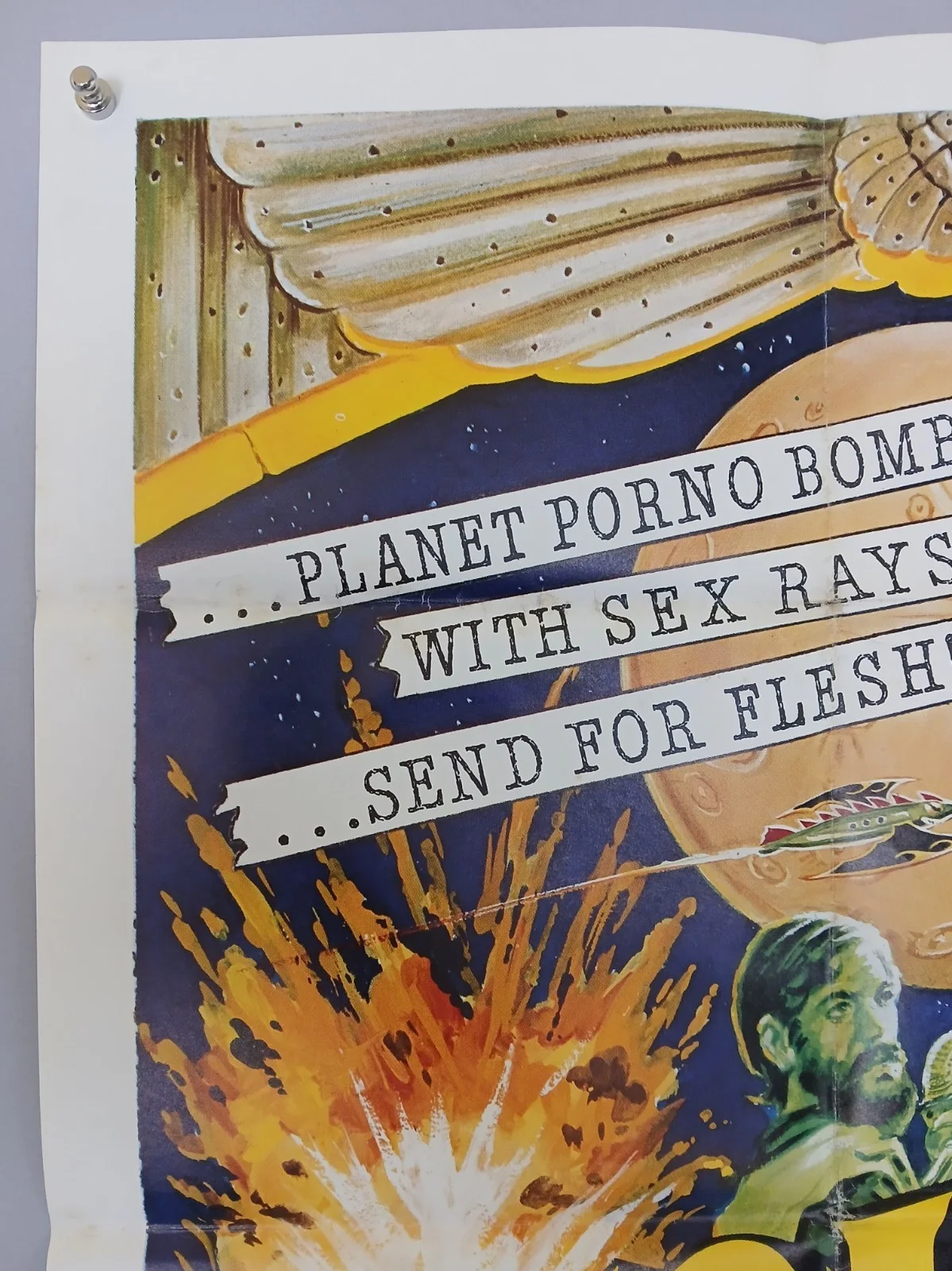 FLESH GORDON (1974) original UK quad poster with uncensored Peffer Sex Robot art, изображение 2
