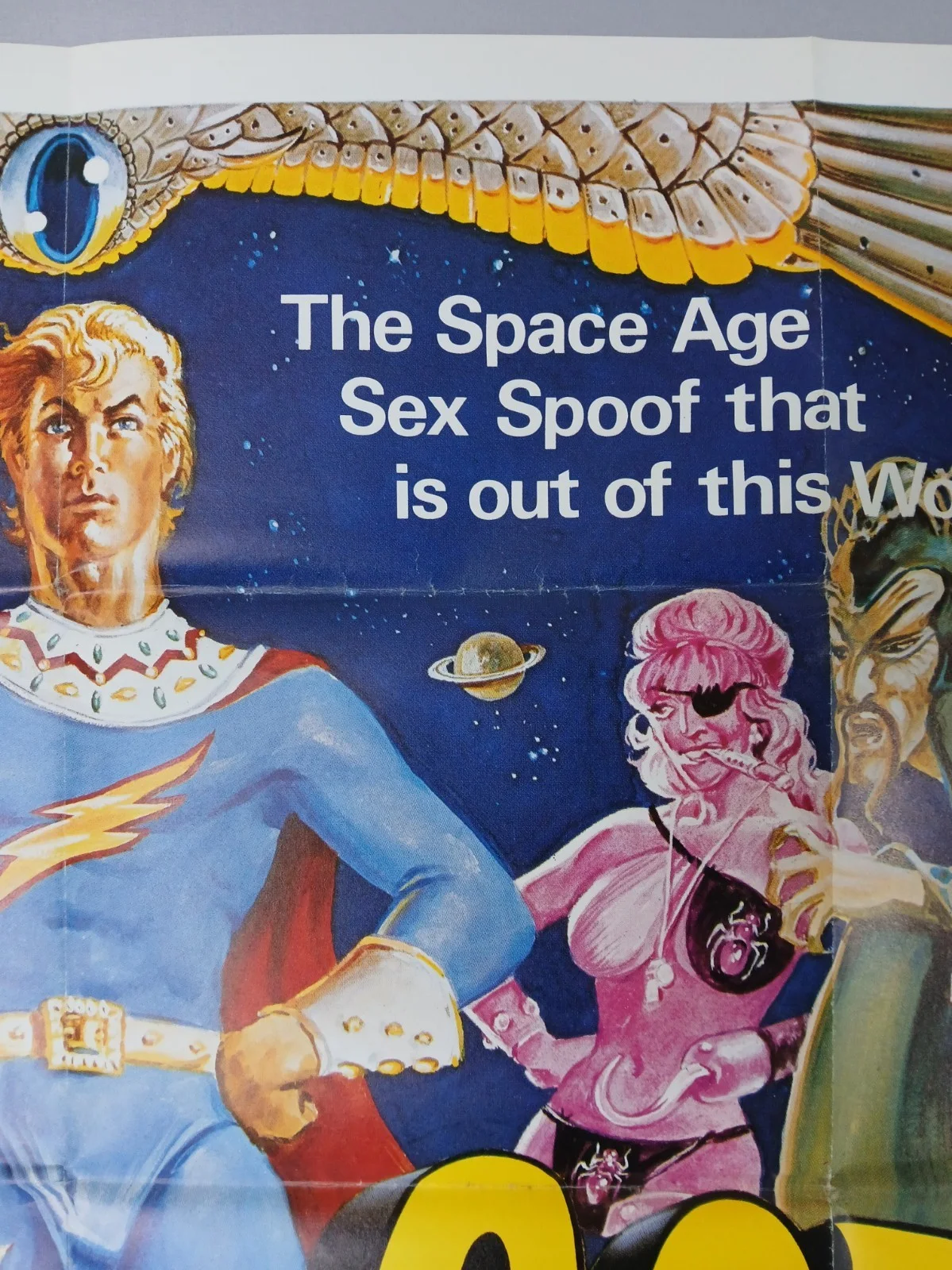 FLESH GORDON (1974) original UK quad poster with uncensored Peffer Sex Robot art, изображение 4
