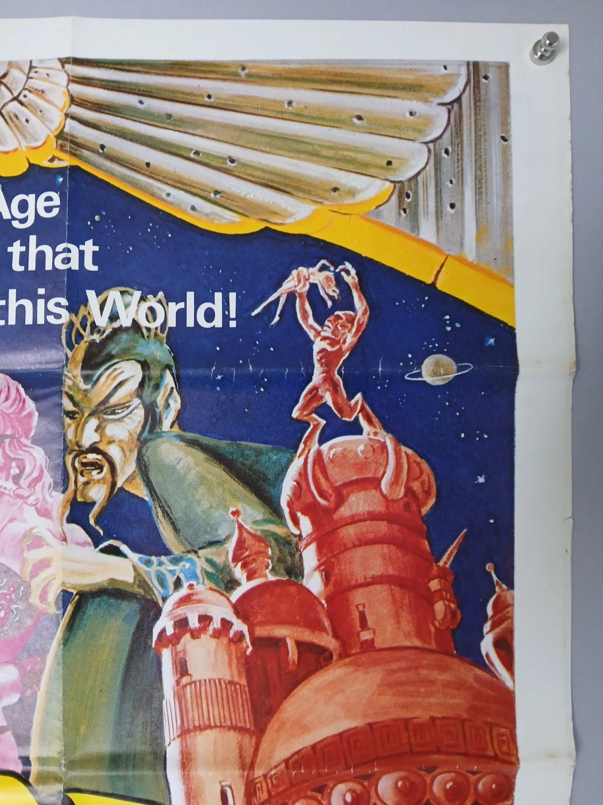 FLESH GORDON (1974) original UK quad poster with uncensored Peffer Sex Robot art, изображение 5