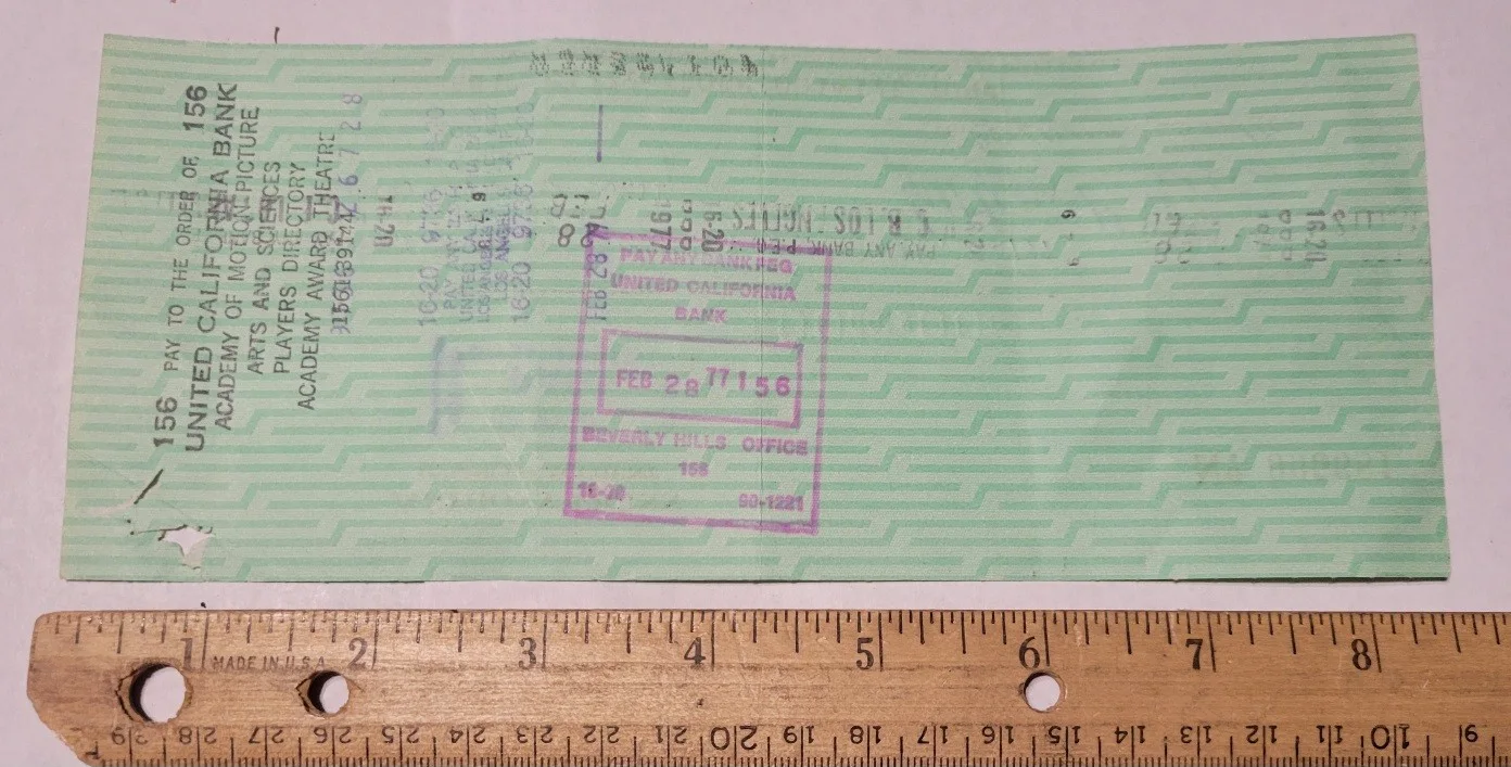Anthony Quinn — Anthony Quinn Signed Autograph 1977 Authentic Bank Check, image 2