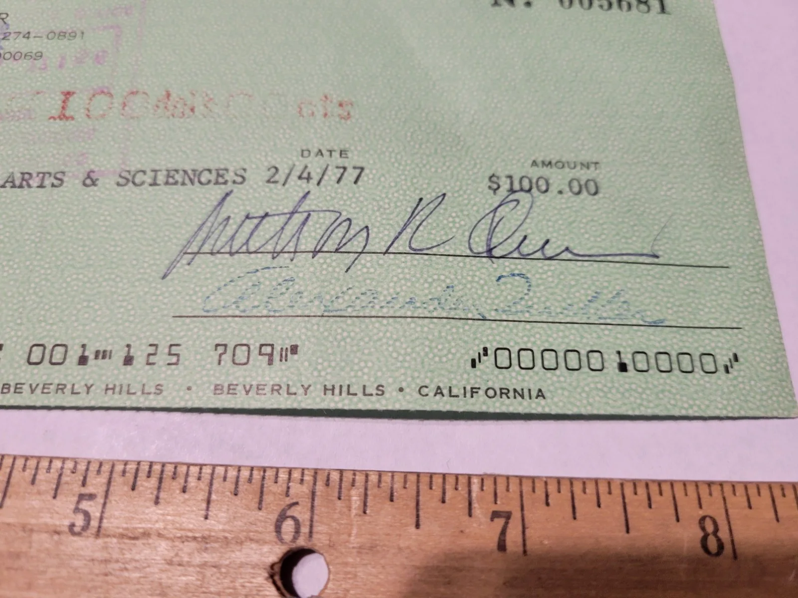 Anthony Quinn — Anthony Quinn Signed Autograph 1977 Authentic Bank Check, image 3