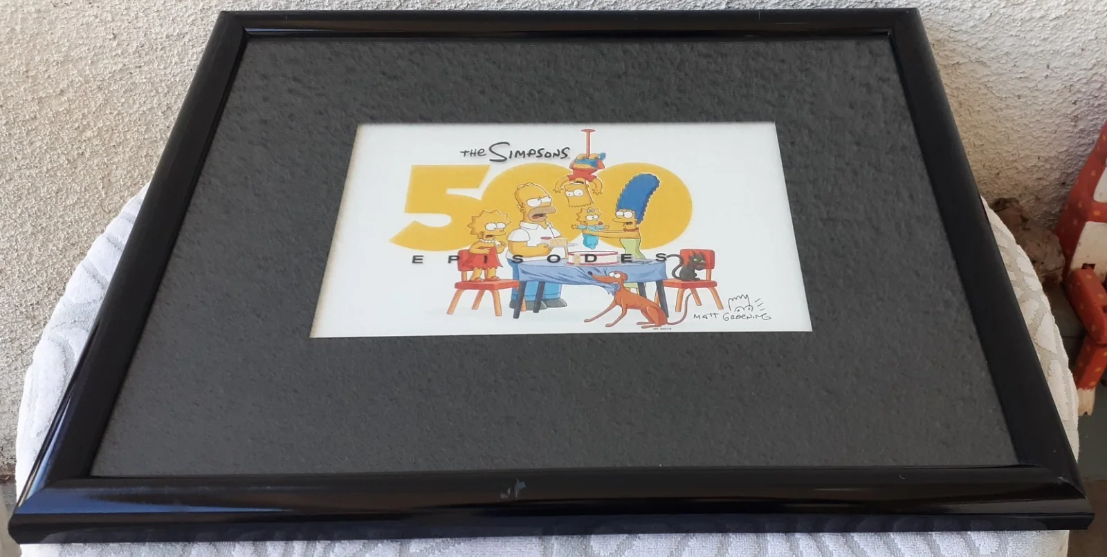 MATT GROENING SIGNED THE SIMPSONS 500 EPISODE CELL PRINT PHOTO BART SKETCH RARE, изображение 2