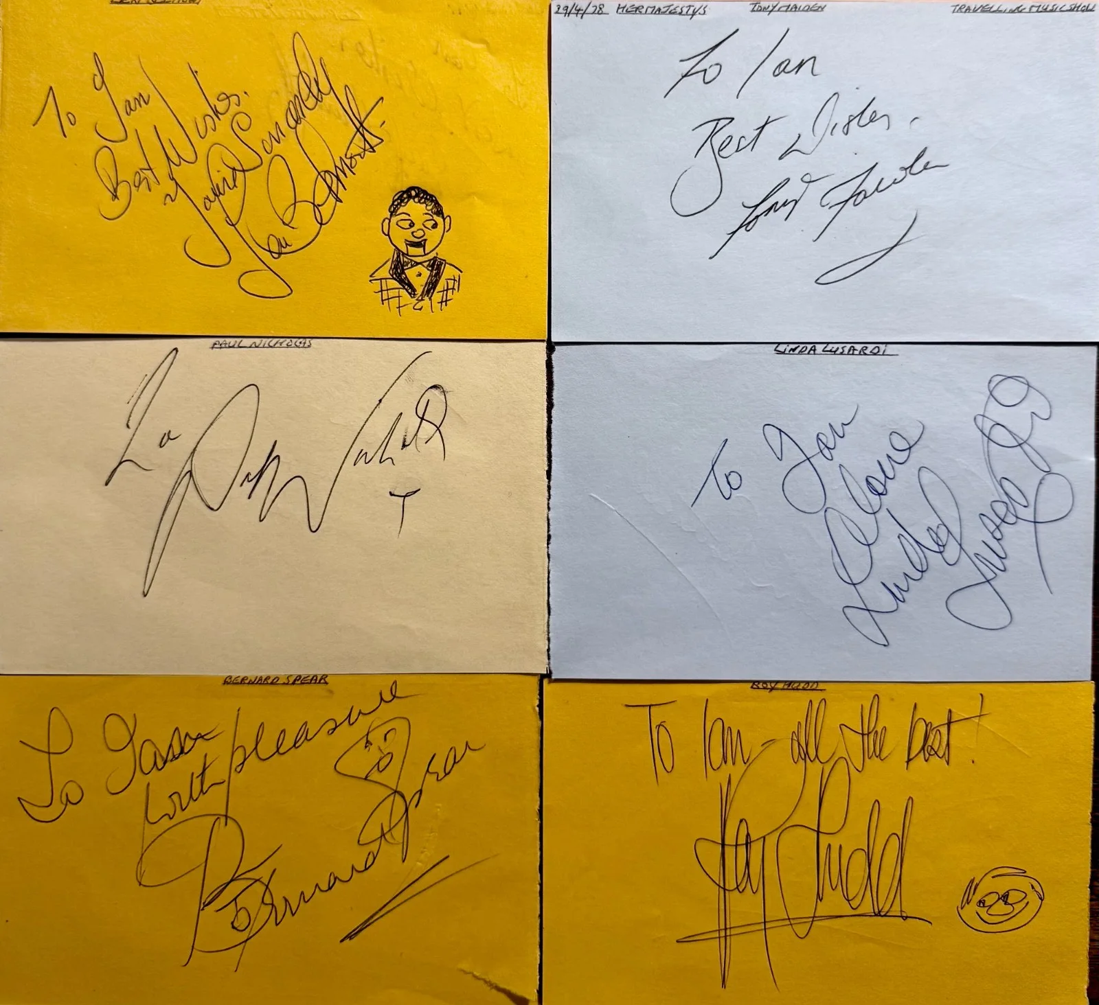 18 total Dilys Watling, Frank Bruno, Roy Hudd, Virginia McKenna — AUTOGRAPH LOT (1 8) BRITISH Actors & Actresses Signed 3x5 ALBUM PAGES 10 PAGES, изображение 3