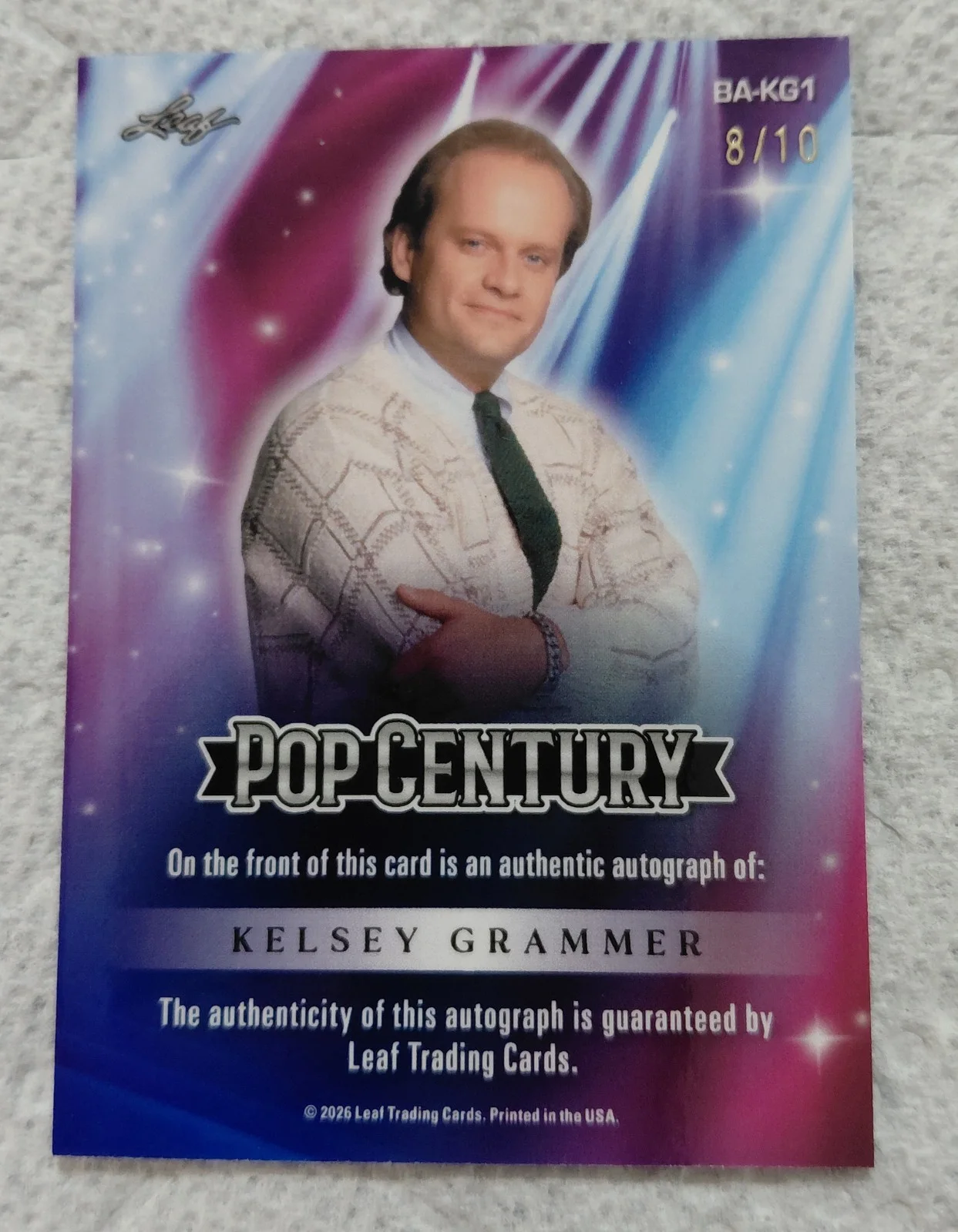 KELSEY GRAMMER — 2024 POP CENTURY. KELSEY GRAMMER. AUTOGRAPH. "CHEERS". DK BLUE PRISMATIC. 8/10., image 2