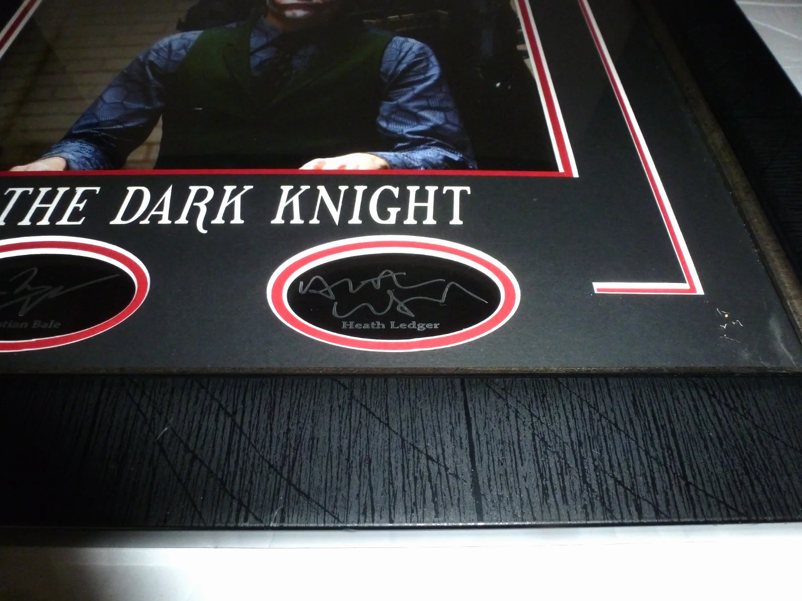 Framed Joker Heath Ledger Batman Christian Bale Autographed Dark Night Movie, image 4
