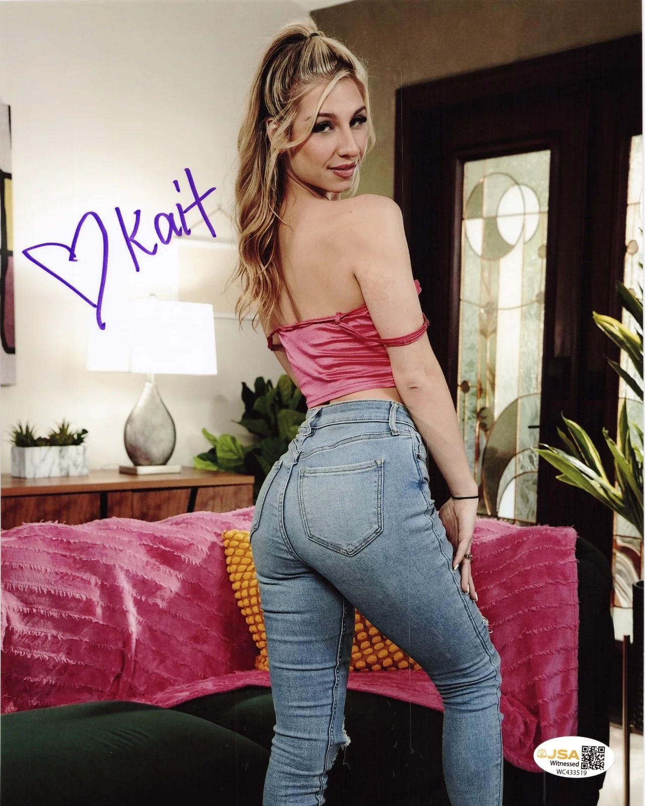 Cheerleader Kait — Cheerleader Kait Adult Video Star signed Hot 8x10 photo #10 Proof JSA Witnessed