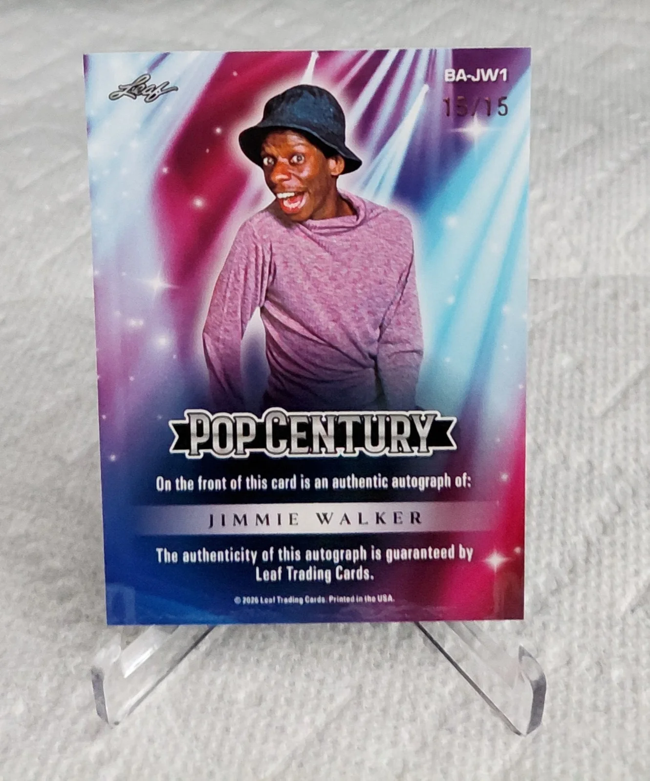 Jimmie Walker — 2026 POP CENTURY. JIMMIE WALKER. "J.J.". AUTOGRAPH. DARK BLUE PRISMSTIC. 15/15., изображение 2