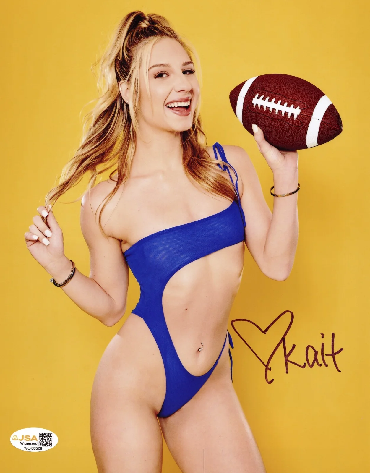 Cheerleader Kait — Cheerleader Kait Adult Video Star signed Hot 8x10 photo #5 Proof JSA Witnessed