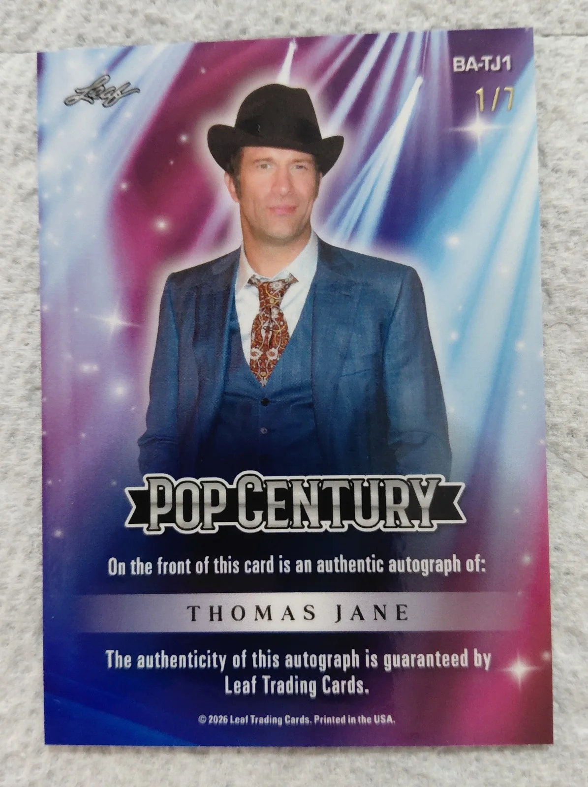 THOMAS JANE — 2026 POP CENTURY. THOMAS JANE. AUTOGRAPH. "61" & "HUNG". PURPLE PRISMATIC. 1/7., изображение 2