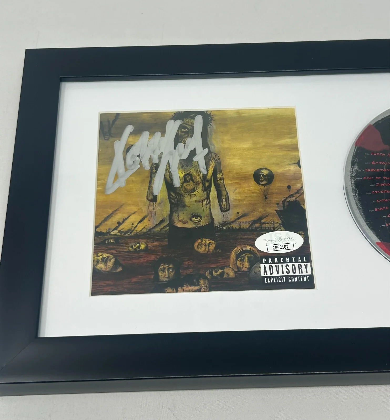 Kerry King signed Slayer Christ Illusion Framed CD Cover JSA COA, image 2