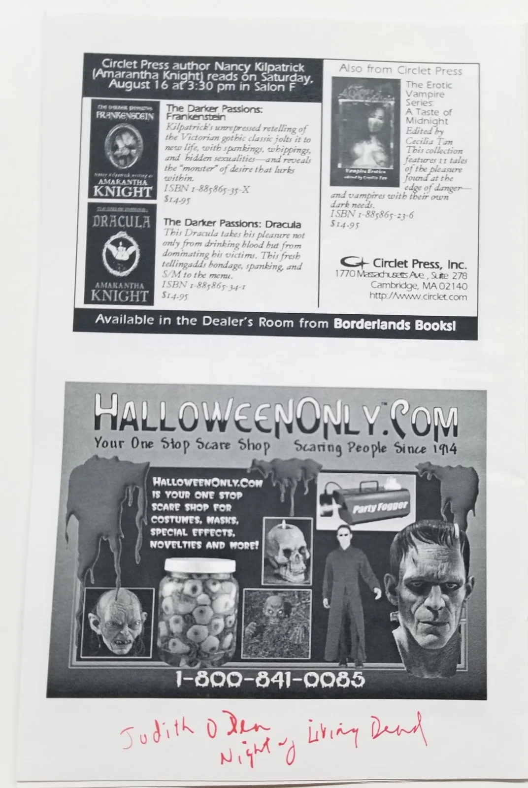 Judith O'Dea — Judith O'Dea hand SIGNED Horrorfind 2003 Program COA Autographed Horror Actress, image 5