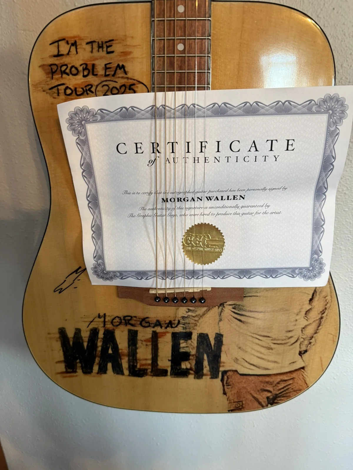 Morgan Wallen Signed I’m The Problem Tour 2025 Guitar Coa Autographed, image 4