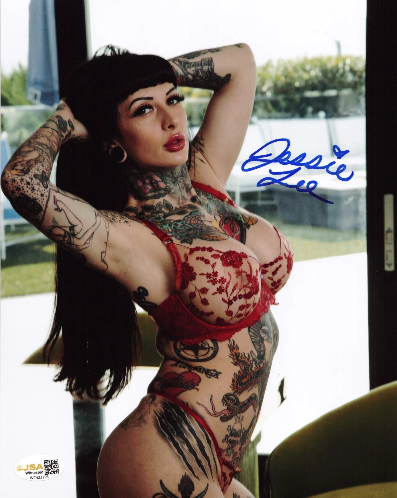 Jessie Lee — Jessie Lee Adult Video Star signed Hot 8x10 photo Proof #11 JSA Witnessed