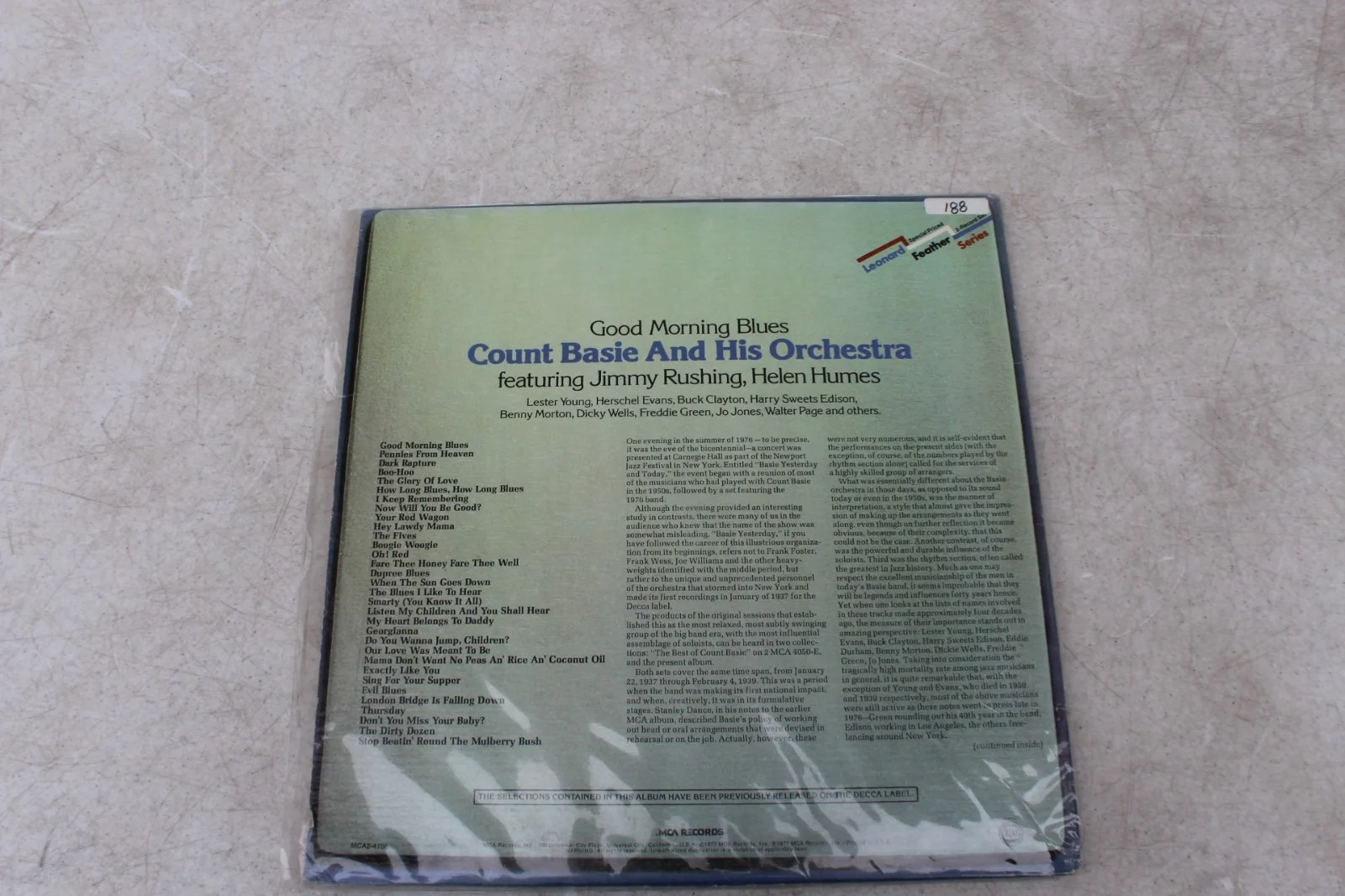 COUNT BASIE Good Morning Blues Album AUTOGRAPH SIGNED w/ COA, image 4