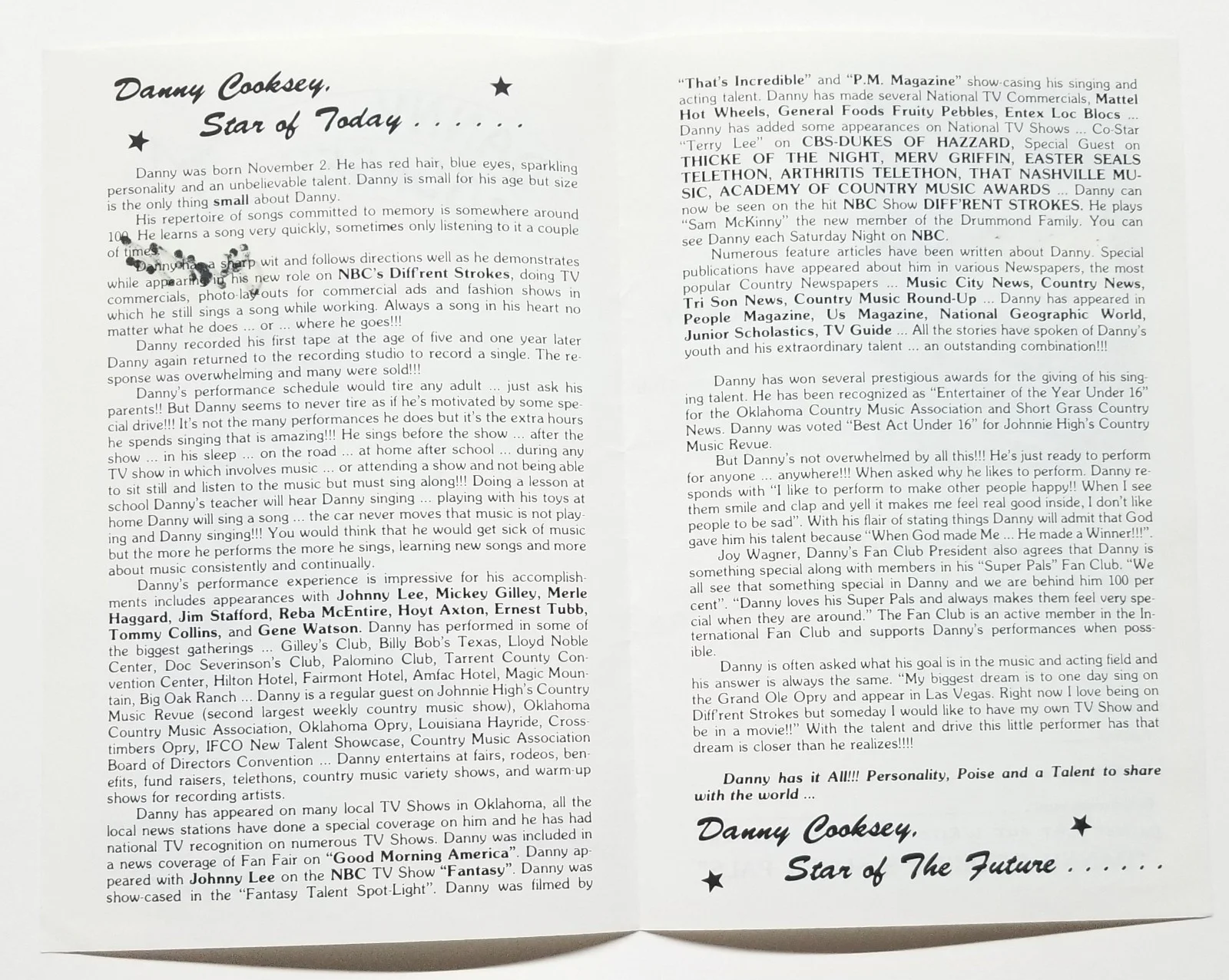 Danny Cooksey — Danny Cooksey REAL hand SIGNED Fan Club Flyer COA Autographed Diff'rent Strokes, изображение 2
