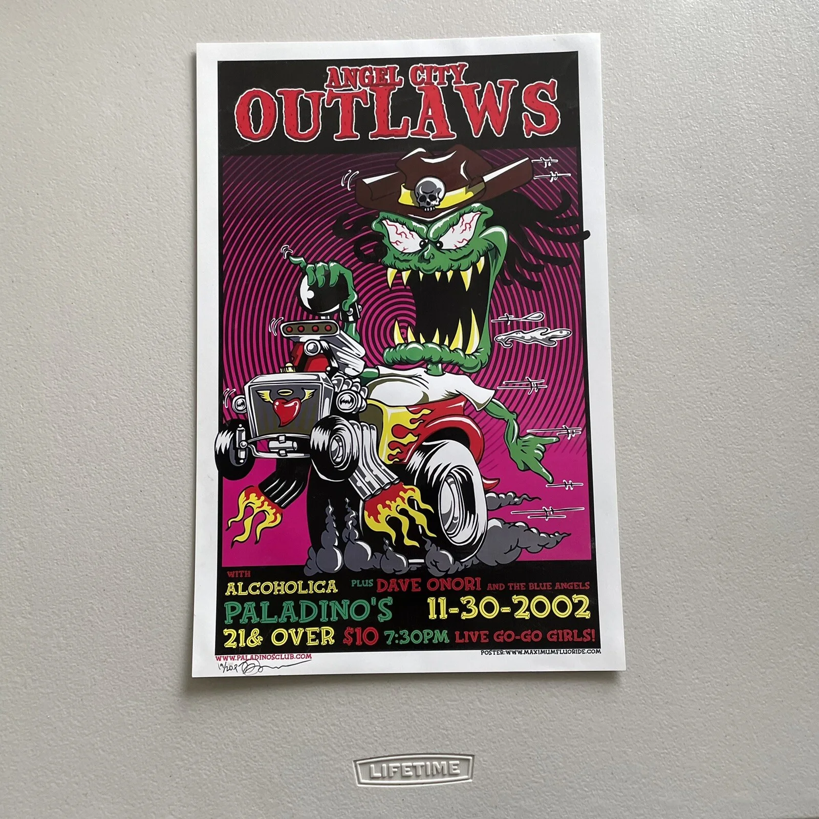 2002 Angel City Outlaws Concert Poster Signed numbered # 19/20, 11" X 17", изображение 3
