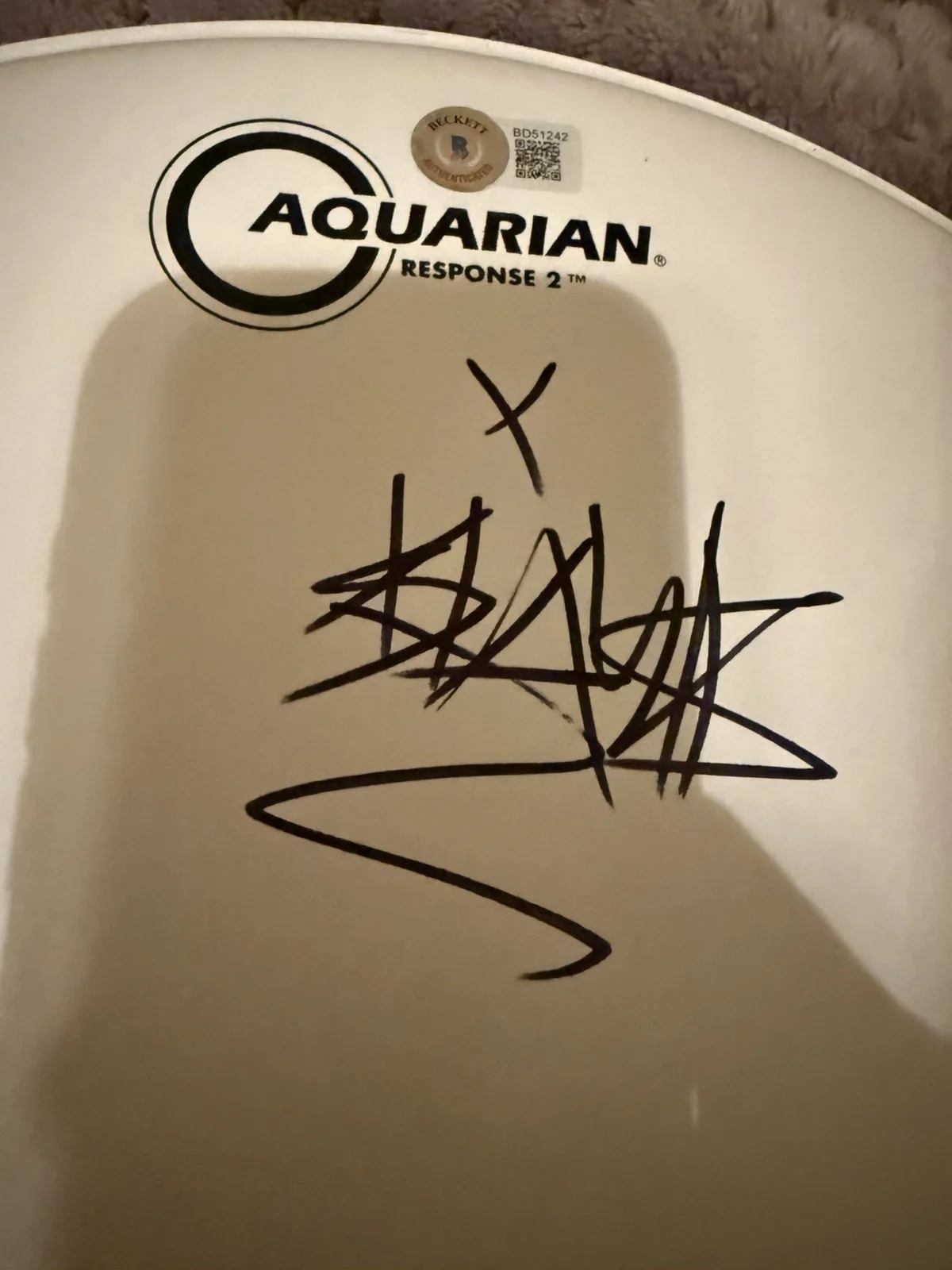 Blink-182 TRAVIS BARKER SIGNED DRUMHEAD DRUM HEAD AUTOGRAPH W/BECKETT COA, image 4