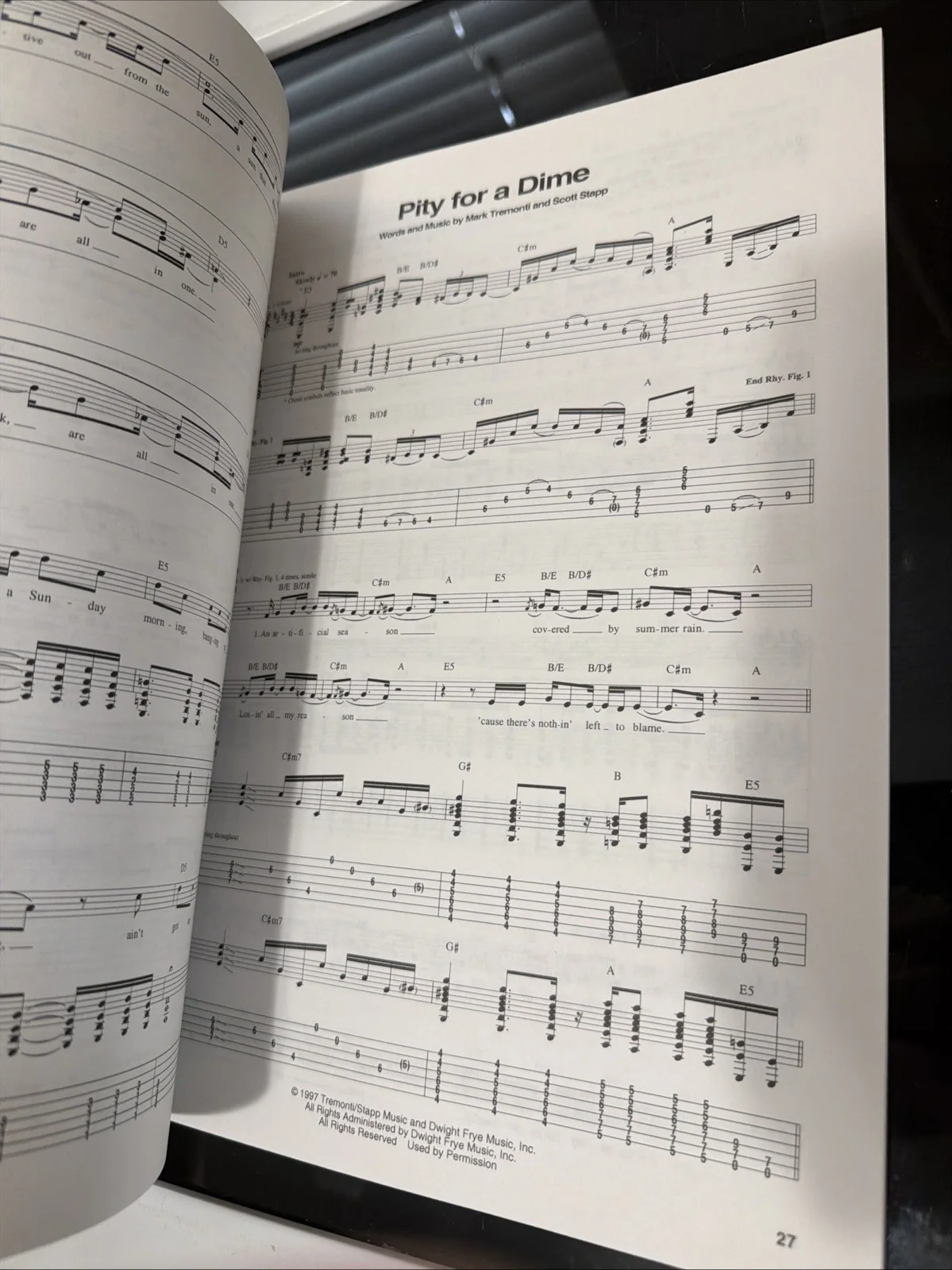 CREED Signed My Own Prison Guitar Tab Autographed, image 5