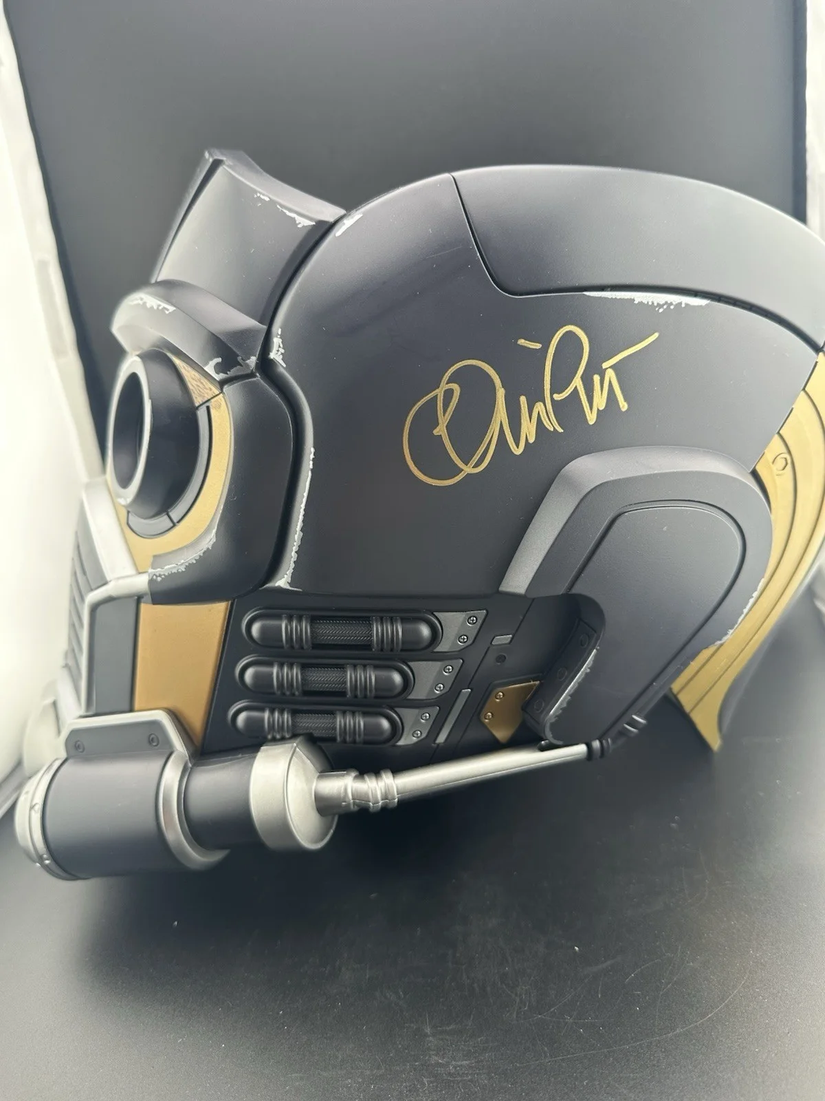 CHRIS PRATT SIGNED MARVEL LEGENDS STAR-LORD HELMET INFINITY SAGA OfficialPix COA, image 3