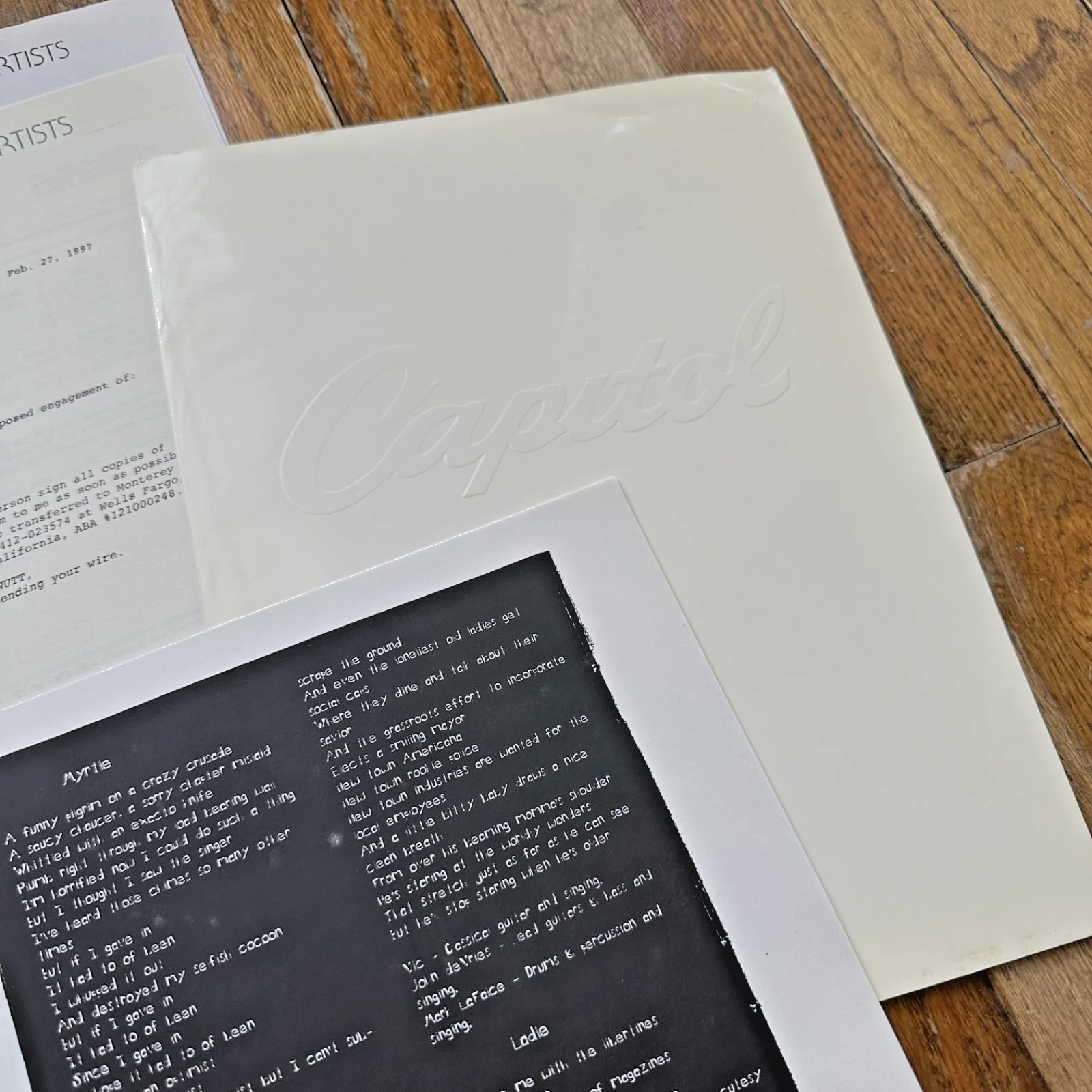 VIC CHESNUTT Dallas TX 4-13-97 Live Concert Contract & Rider Lyrics Promo Photo, изображение 4