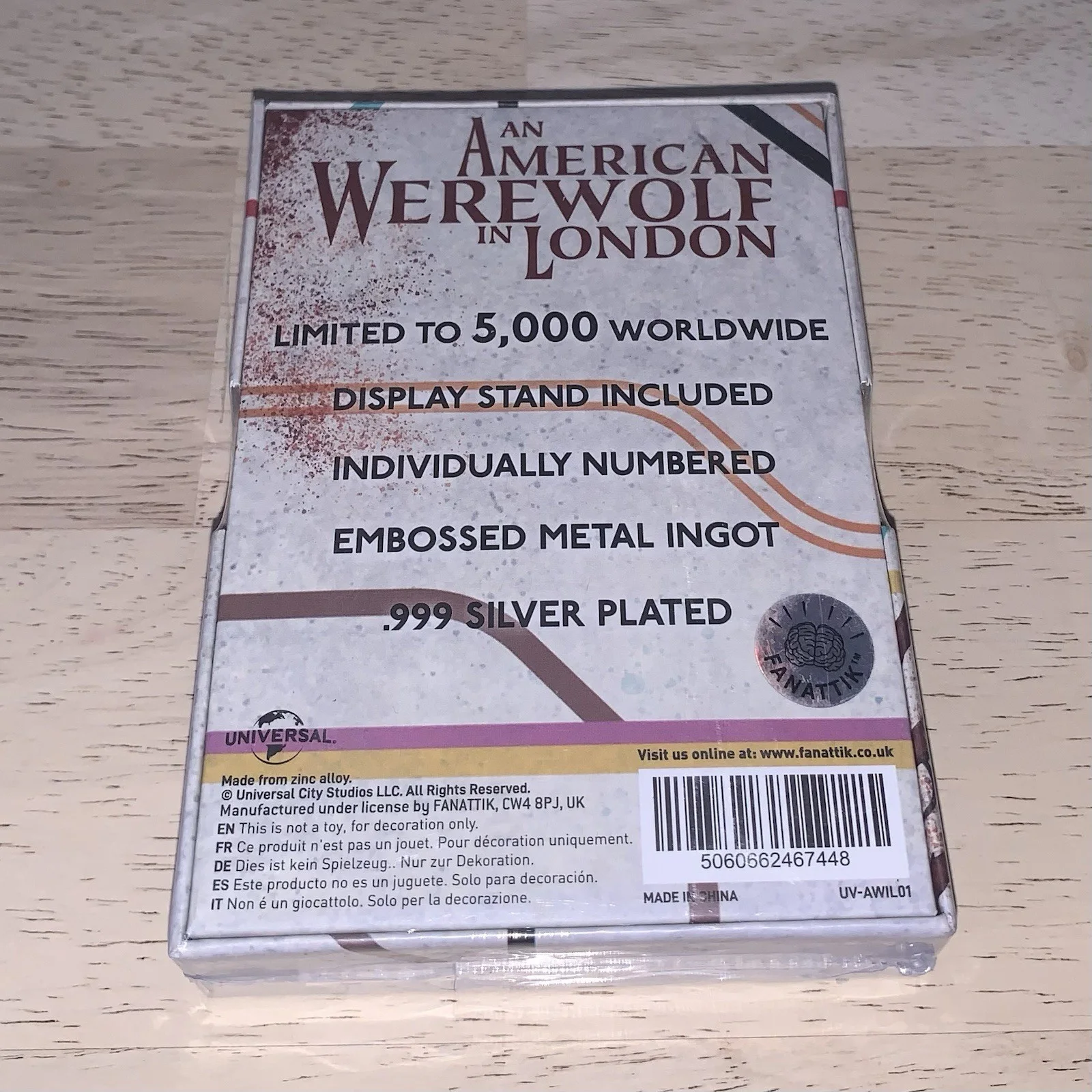 An American Werewolf In London The Slaughtered Lamb Silver Plated Ingot Fanattik, изображение 2