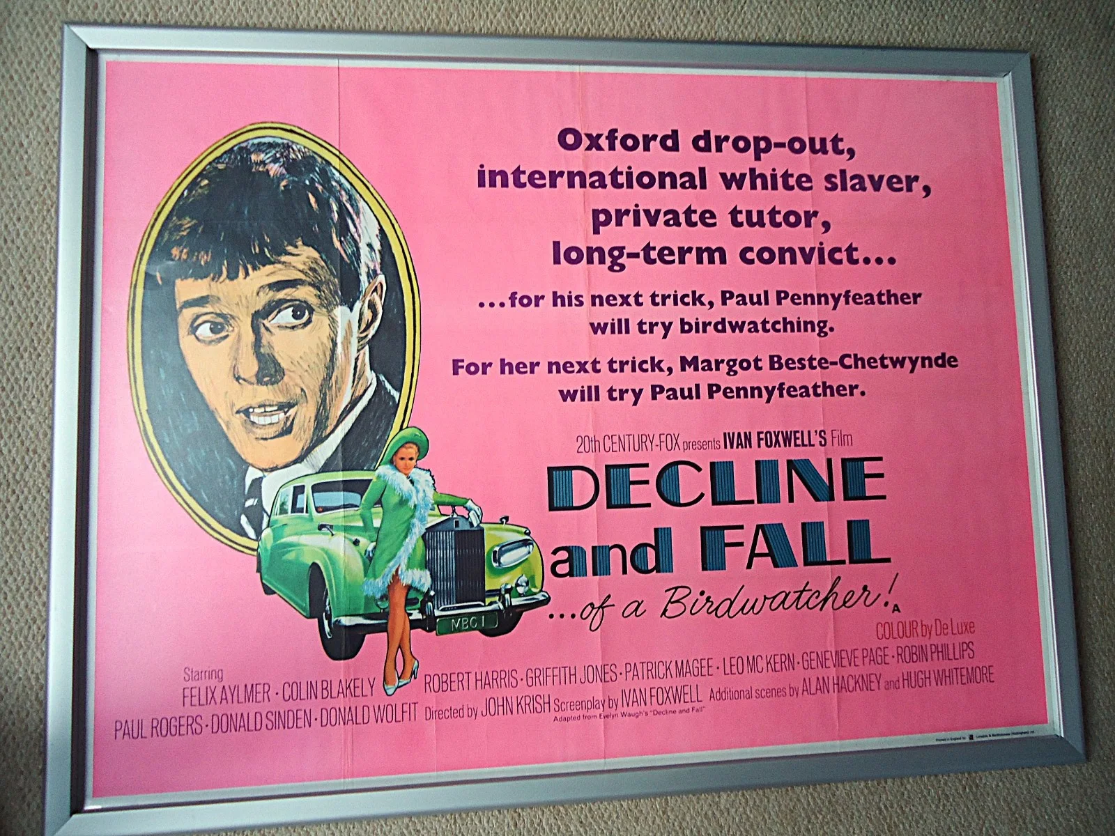 DECLINE AND FALL OF A BIRDWATCHER 1968 UK QUAD FILM POSTER VINTAGE 58 YRS RARE, изображение 4