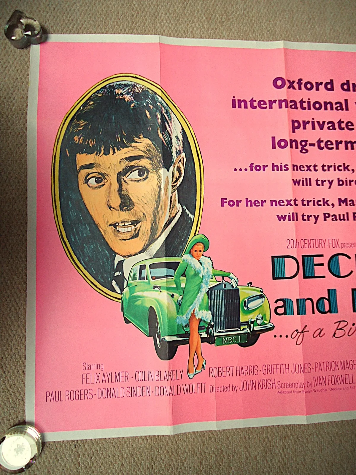 DECLINE AND FALL OF A BIRDWATCHER 1968 UK QUAD FILM POSTER VINTAGE 58 YRS RARE, изображение 5