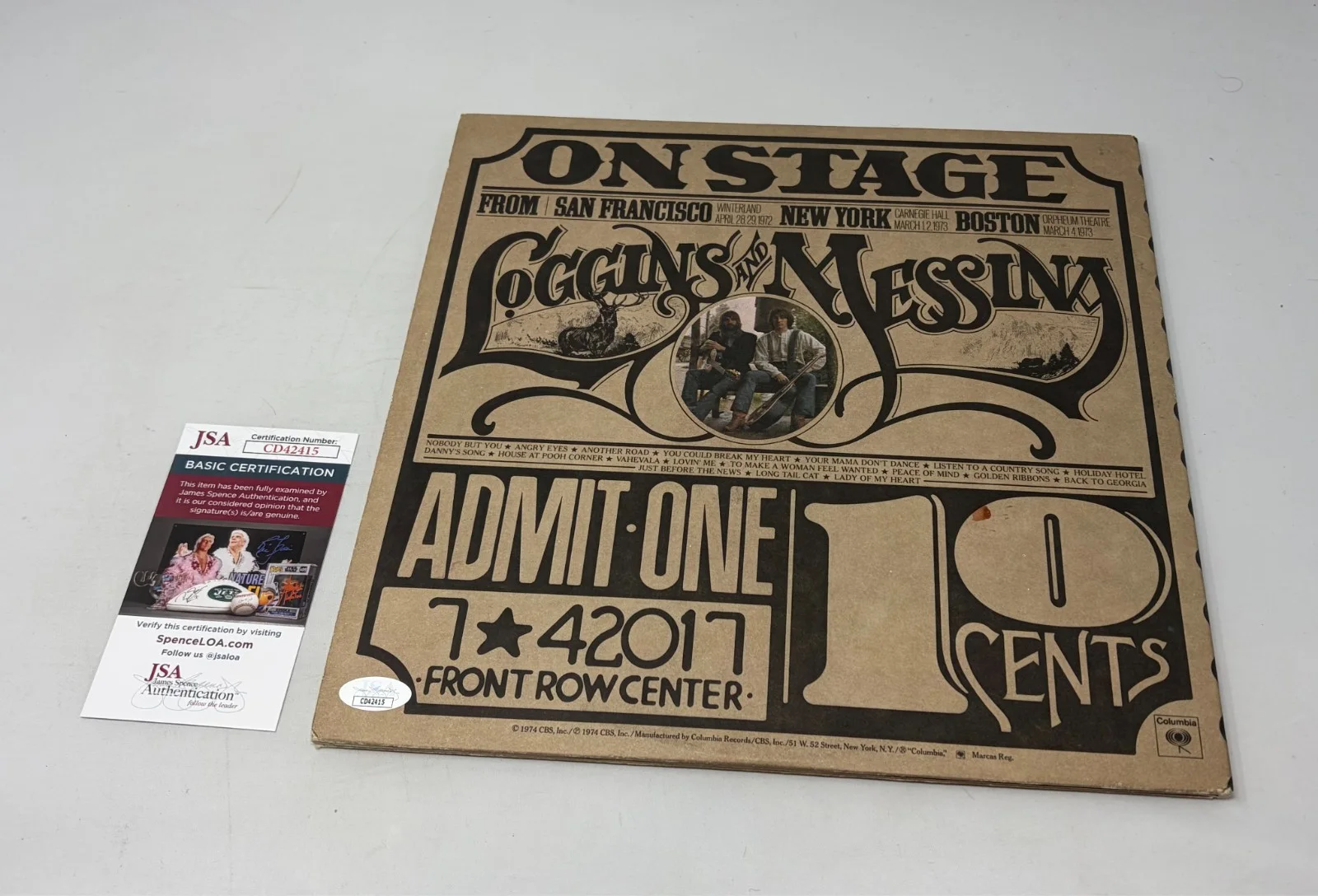 Kenny Loggins signed Loggins & Messina On Stage Album JSA COA, изображение 2
