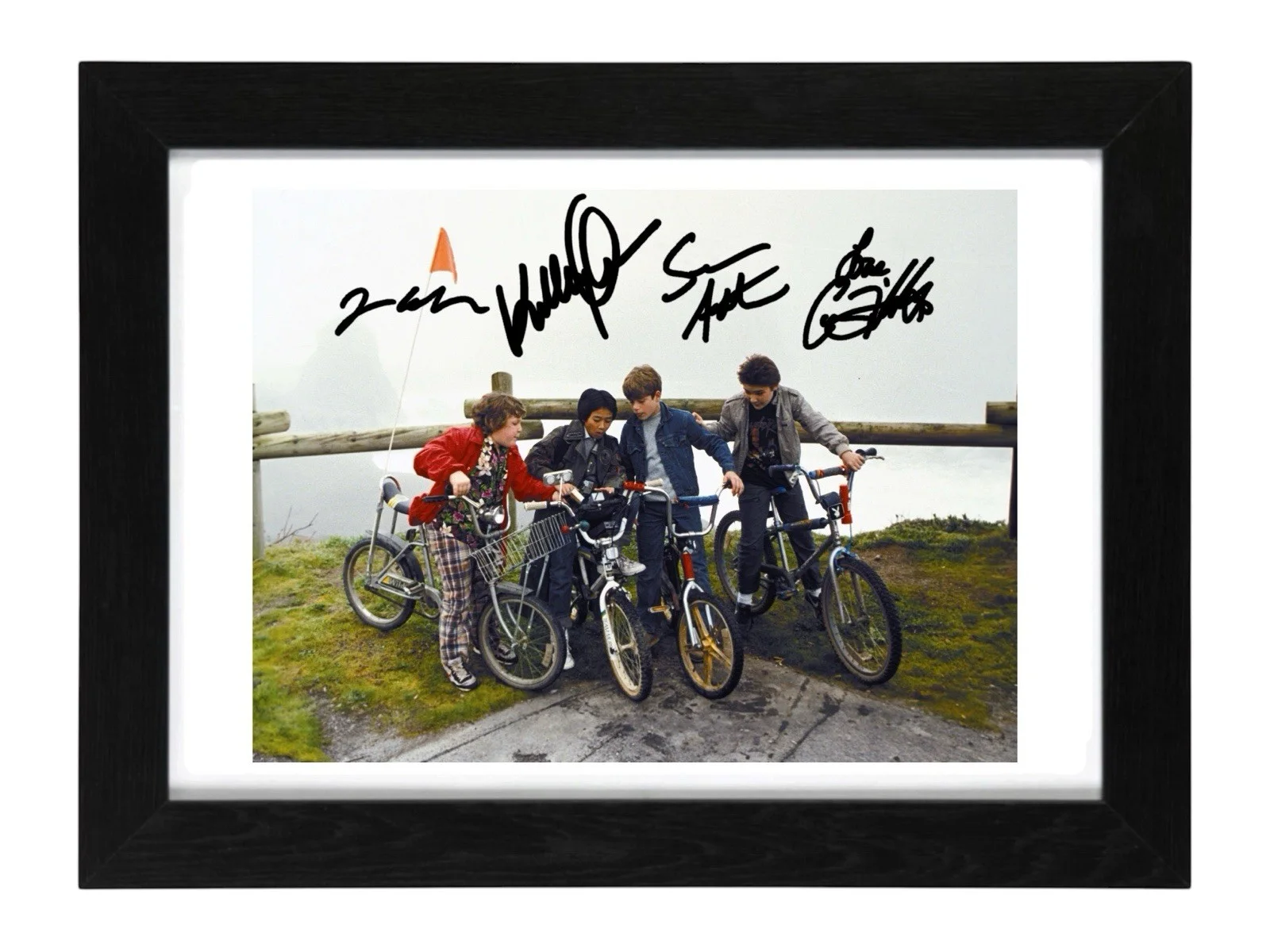 Astin, Cohen, Feldman, Quan Signed Autograph PHOTO Pre Print / Framed Goonies, image 2