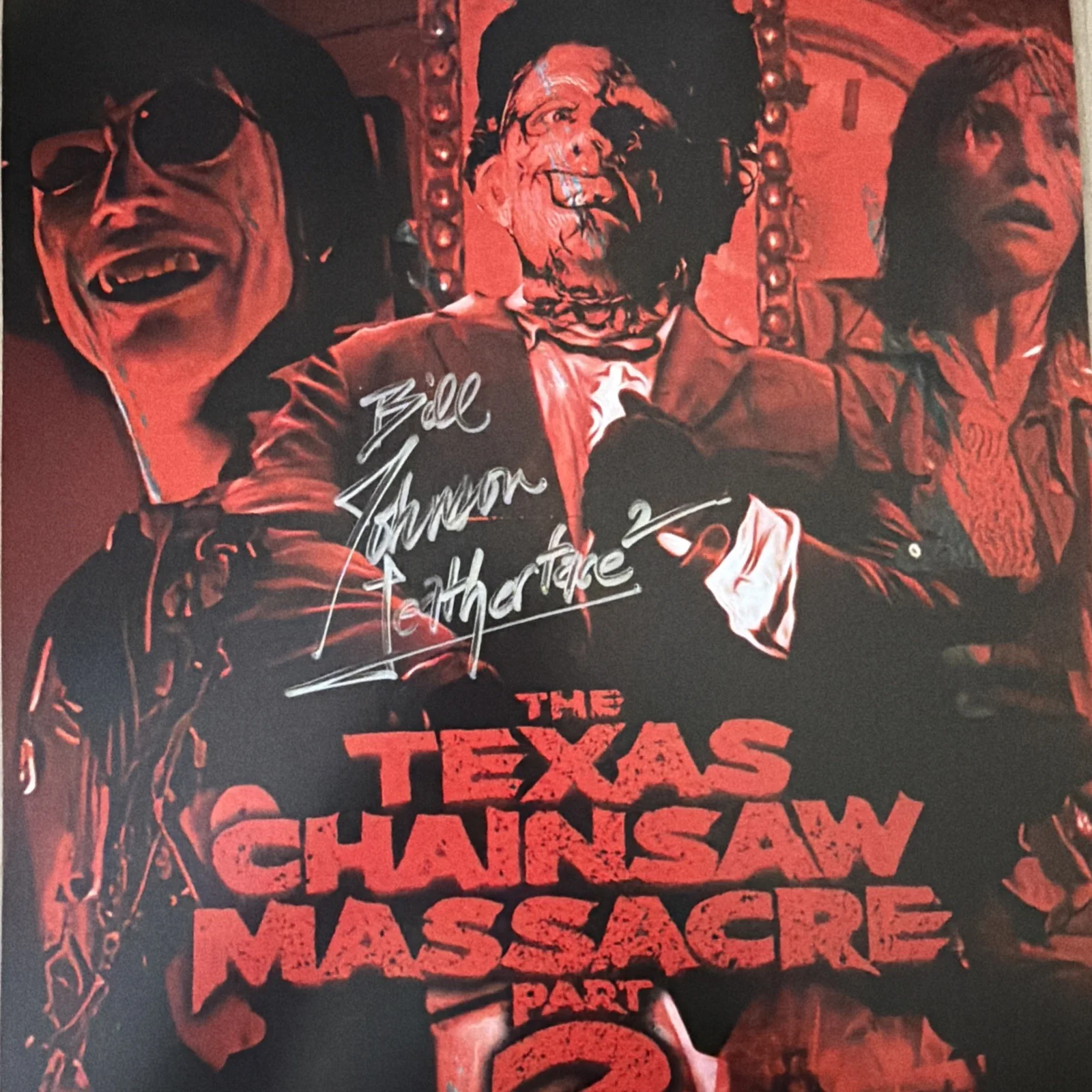 Bill Johnson signed Texas Chainsaw Massacre 2 11x14 Leatherface JSA, image 3