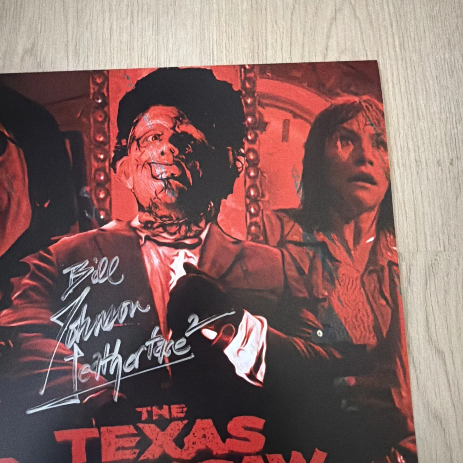 Bill Johnson signed Texas Chainsaw Massacre 2 11x14 Leatherface JSA, image 4