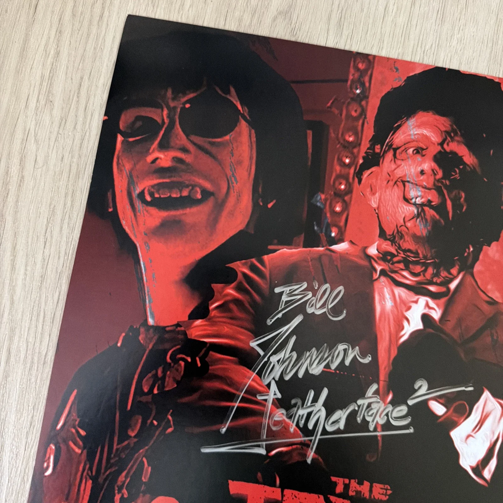 Bill Johnson signed Texas Chainsaw Massacre 2 11x14 Leatherface JSA, image 5
