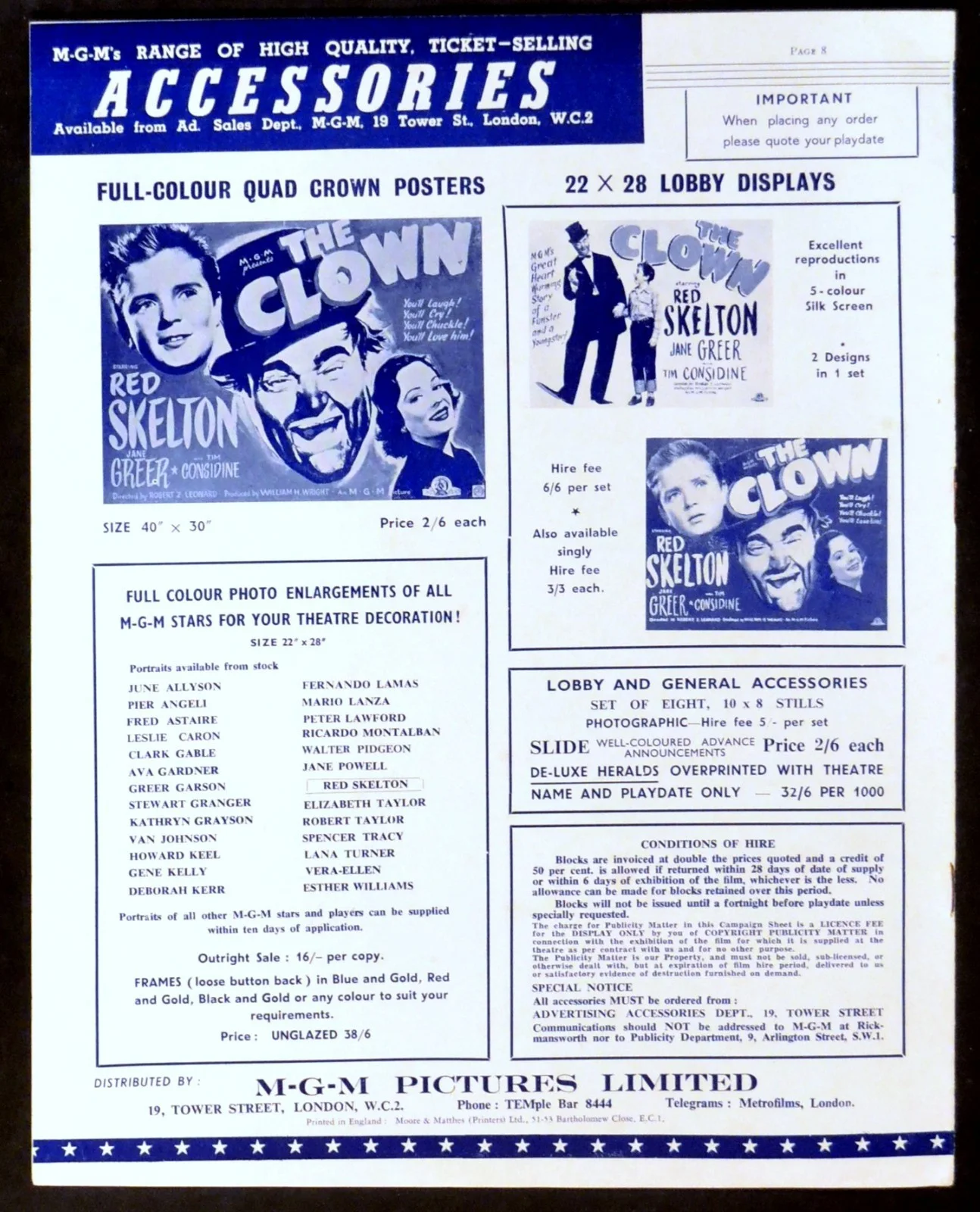 CLOWN 1953 Red Skelton, Jane Greer, Tim Considine, Loring Smith UK PRESSBOOK, изображение 3