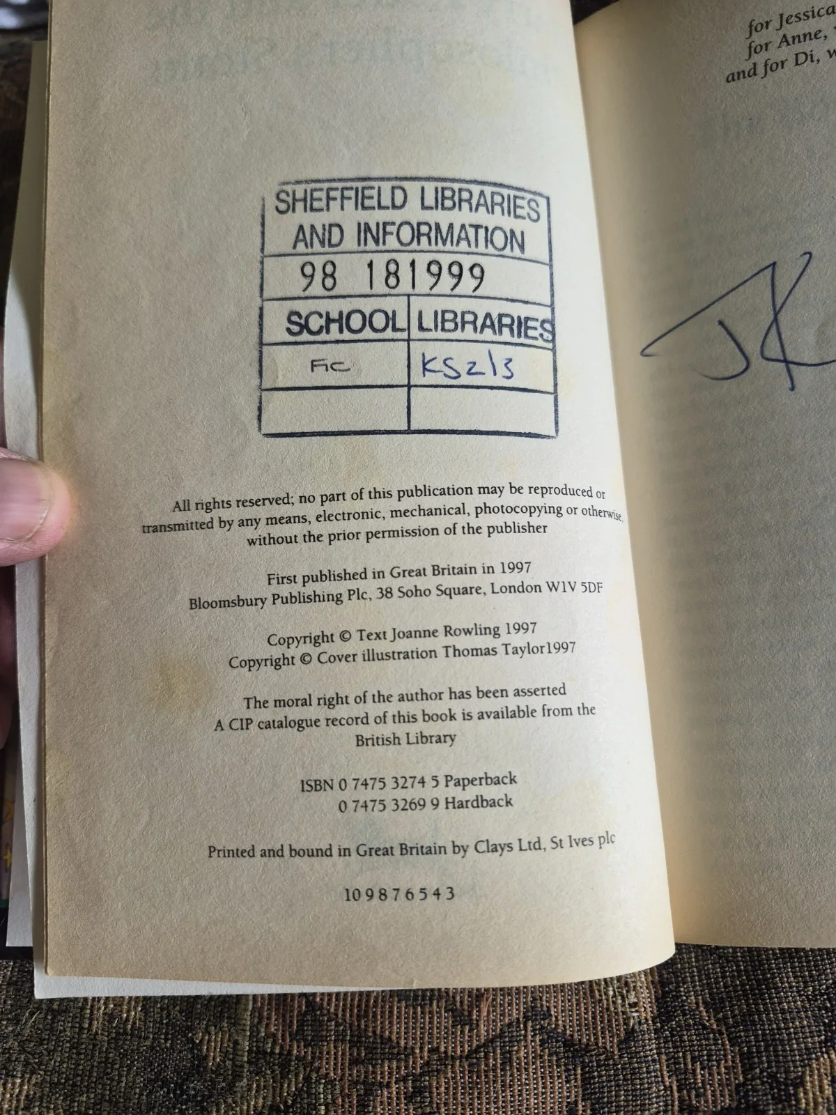 Harry Potter Sorcerer's Stone Signed 3rd Edition, image 5