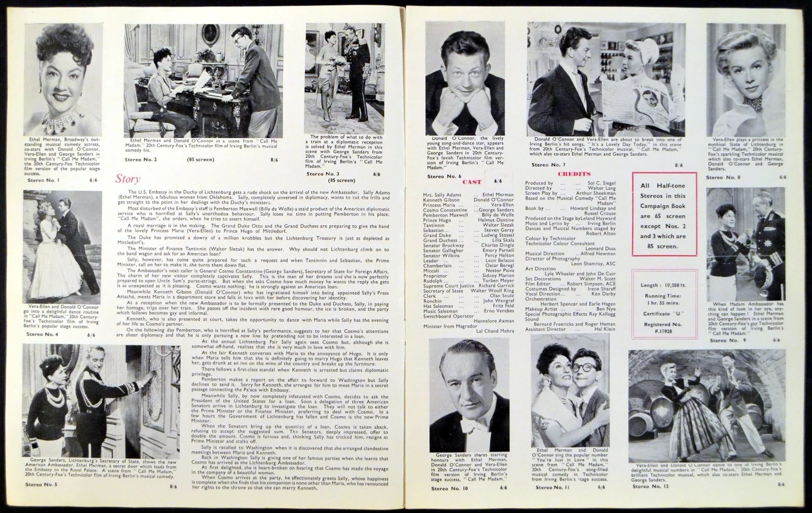 CALL ME MADAM 1953 Ethel Merman, Donald O'Connor, Vera-Ellen UK PRESSBOOK, изображение 3