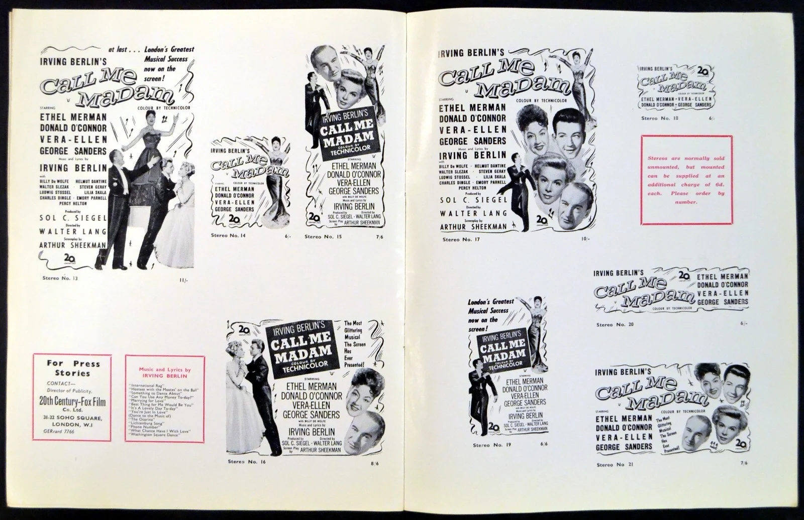CALL ME MADAM 1953 Ethel Merman, Donald O'Connor, Vera-Ellen UK PRESSBOOK, изображение 4
