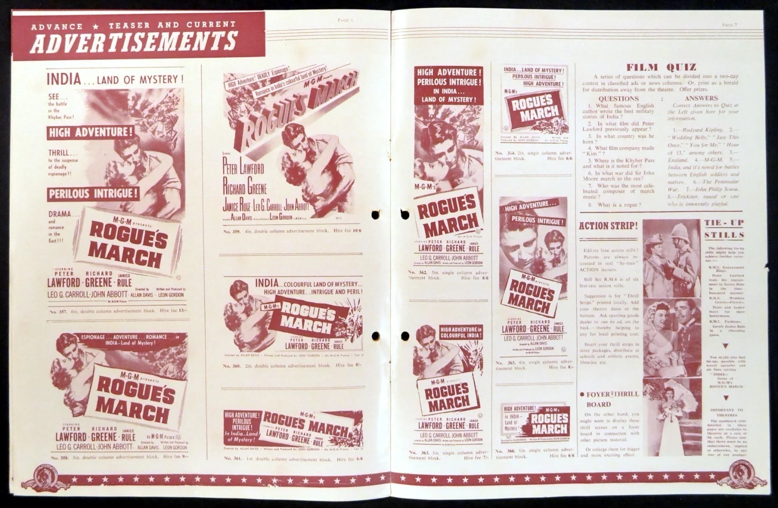 ROGUE’S MARCH 1952 Peter Lawford, Richard Greene, Janice Rule UK CAMPAIGN BOOK, изображение 2
