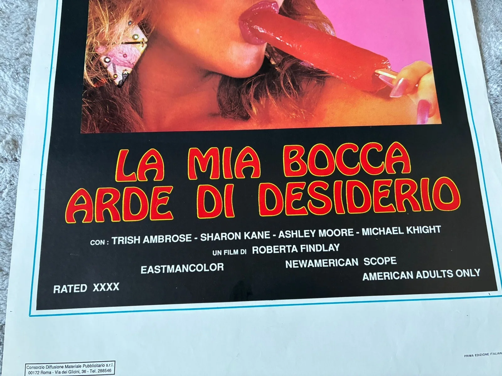 Original Vintage Italian Adult Film Poster - my mouth burns with desire ￼, изображение 5