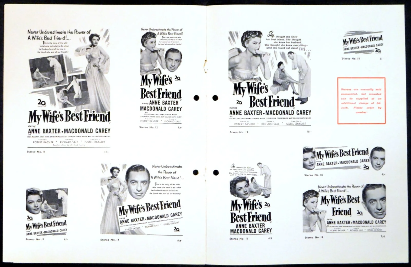 MY WIFE’S BEST FRIEND 1952 Anne Baxter MacDonald Carey Cecil Kellaway PRESSBOOK, изображение 2