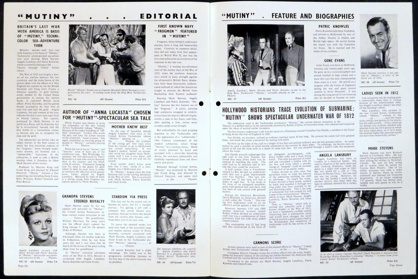 MUTINY 1952 Mark Stevens, Angela Lansbury, Patric Knowles UK CAMPAIGN BOOK, image 2