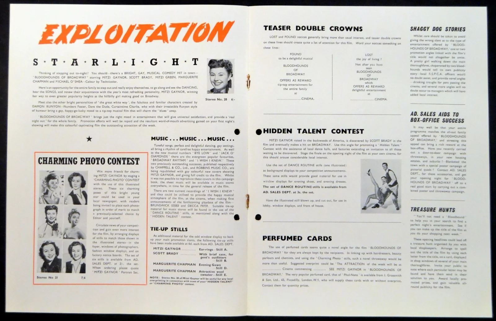 BLOODHOUNDS OF BROADWAY 1952 Mitzi Gaynor, Scott Brady UK CAMPAIGN BOOK, изображение 3