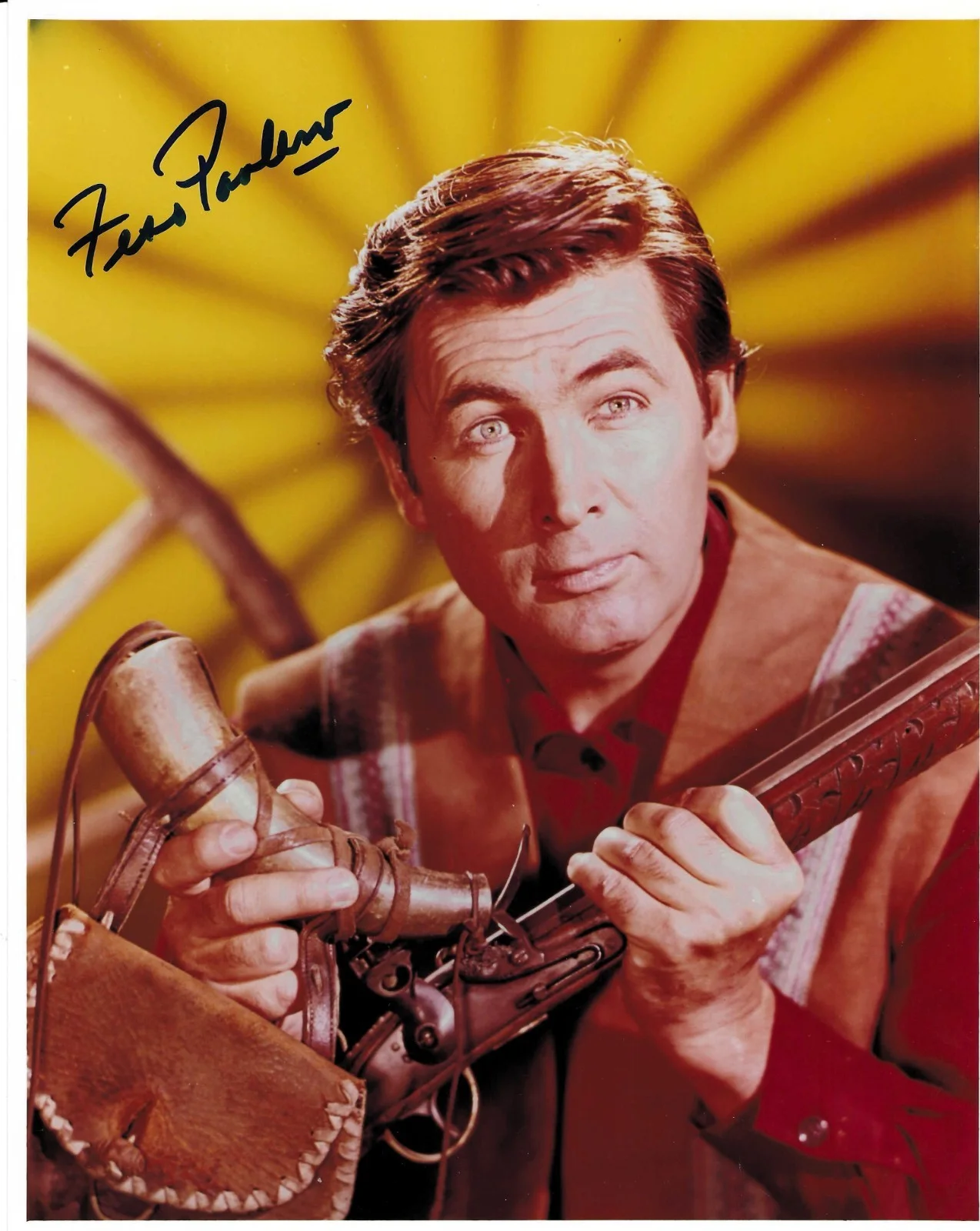 Fess Parker — signed FESS PARKER as DAVY CROCKETT 8x10 with UACC COA