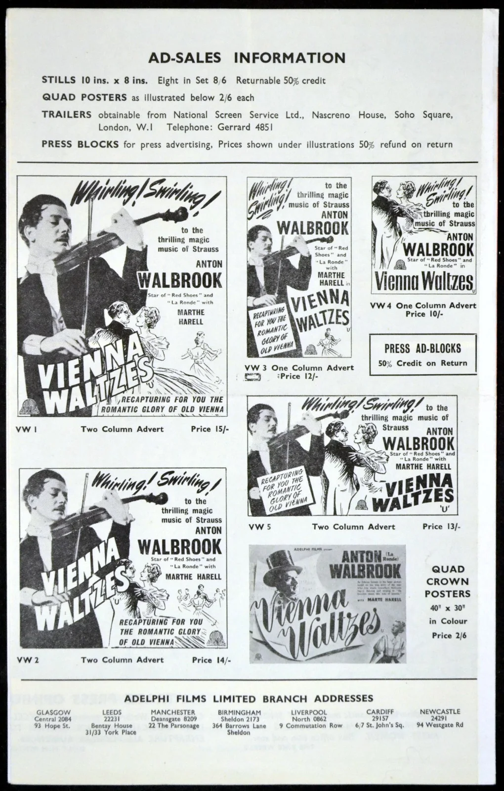 VIENNA WALTZES 1951 Anton Walbrook JOHANN STRAUSS UK PRESSBOOK, изображение 4