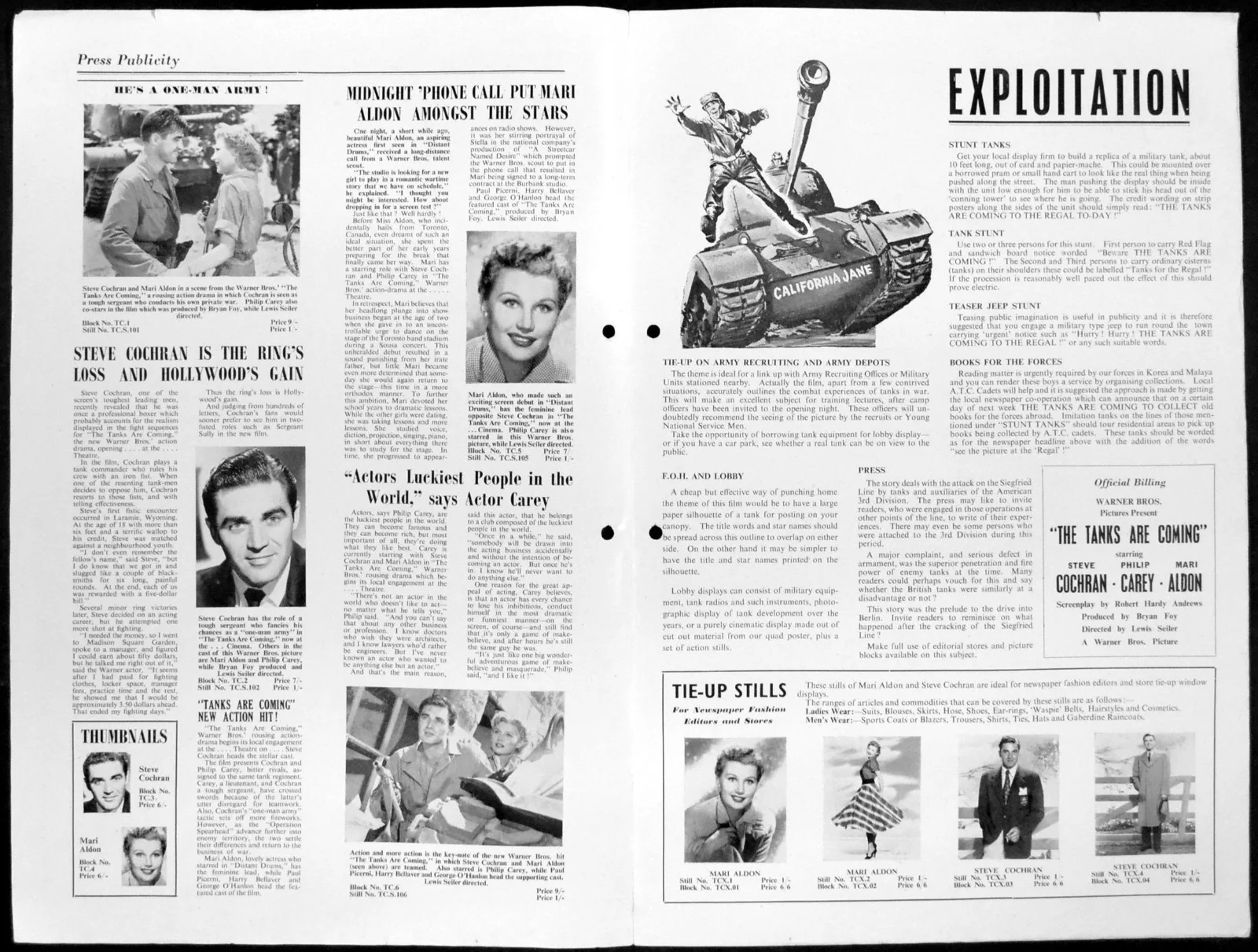 TANKS ARE COMING 1951 Steve Cochran, Philip Carey, Mari Aldon UK CAMPAIGN BOOK, изображение 2