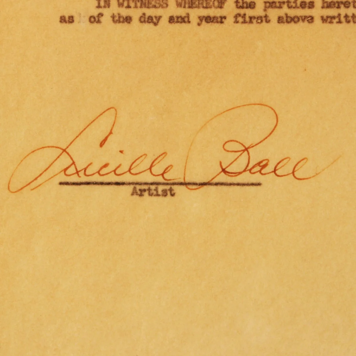 Desi Arnaz & Lucille Ball Signed Contract Display - COA JSA, image 2
