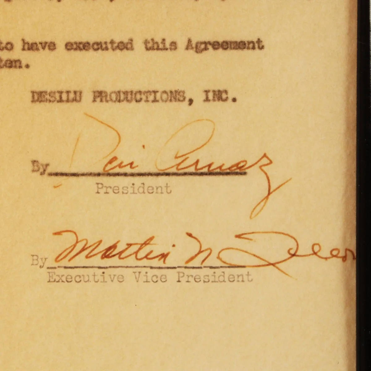 Desi Arnaz & Lucille Ball Signed Contract Display - COA JSA, image 3