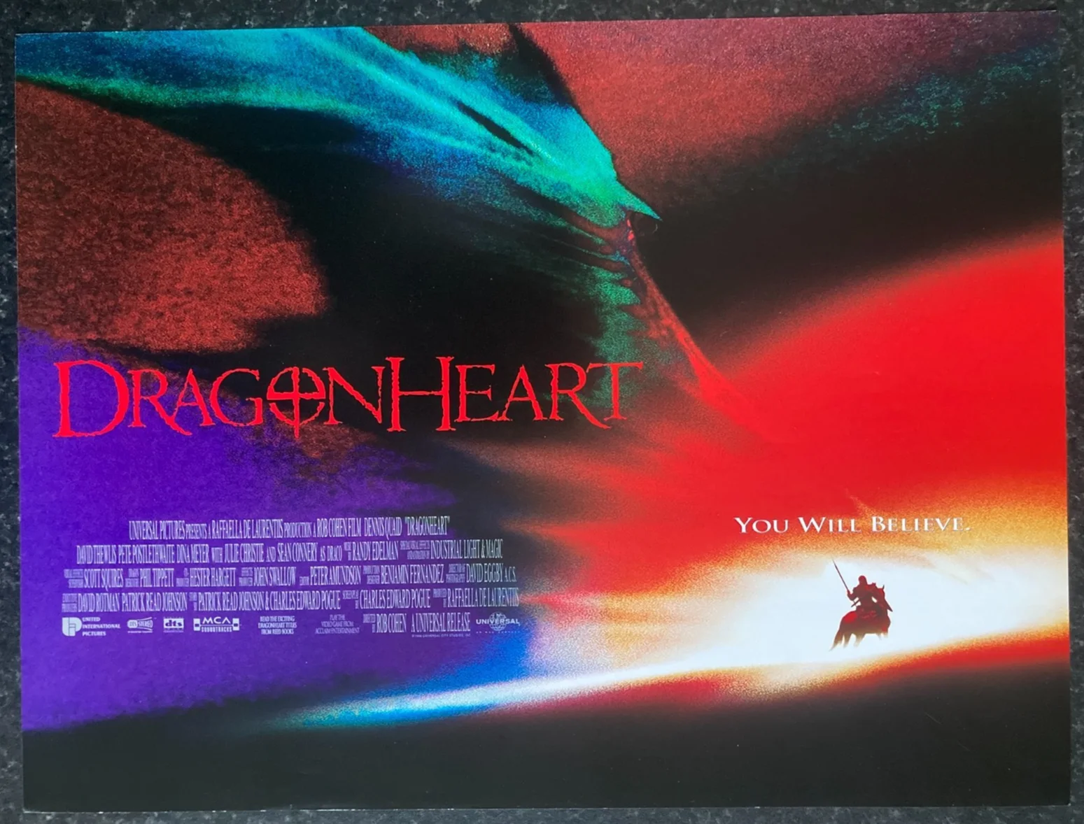 DRAGONHEART 1996 Original UK Cinema MINI Quad Movie POSTER 16x12in, изображение 2